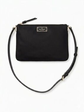 Kate Spade Black Gold Classic Nylon Crossbody Purse Bag